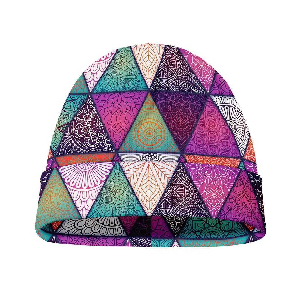 Triangle Bohemian Mandala Pattern Print Beanie
