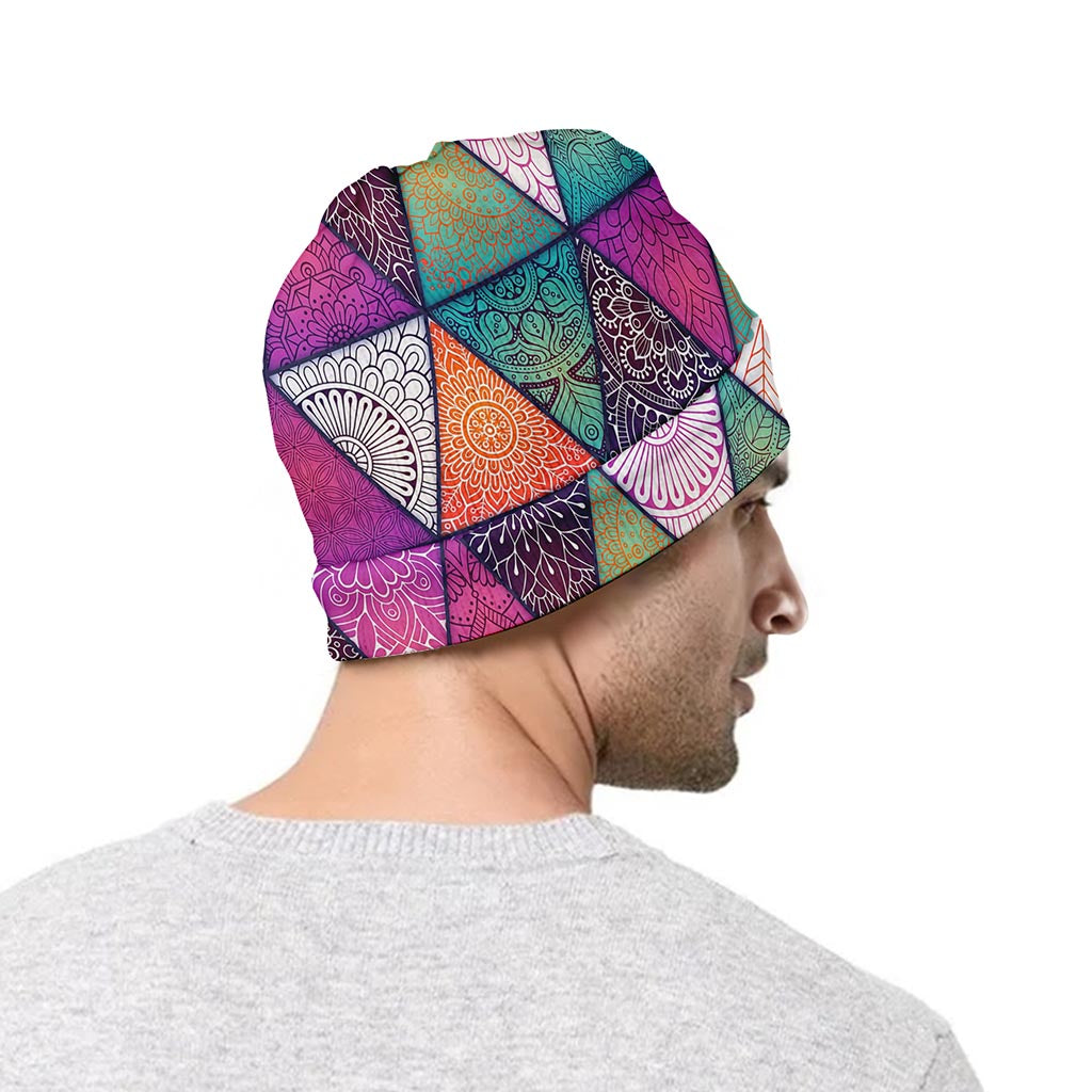 Triangle Bohemian Mandala Pattern Print Beanie