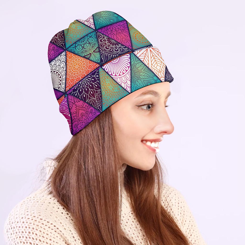Triangle Bohemian Mandala Pattern Print Beanie