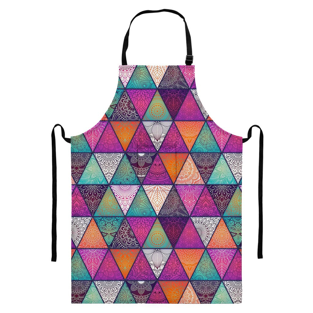 Triangle Bohemian Mandala Pattern Print Bib Apron With Pocket