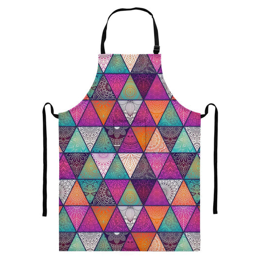 Triangle Bohemian Mandala Pattern Print Bib Apron With Pocket