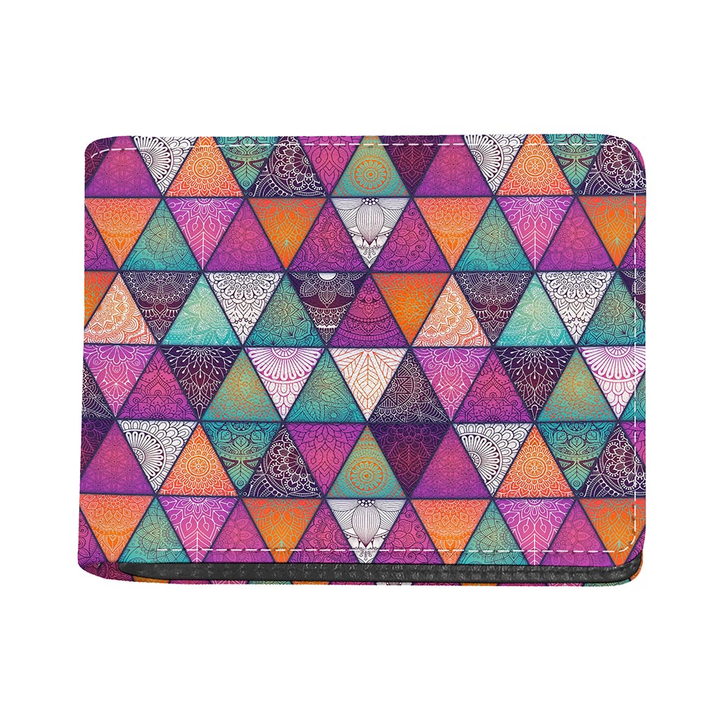 Triangle Bohemian Mandala Pattern Print Bifold Wallet