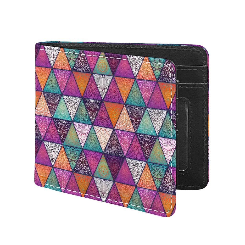 Triangle Bohemian Mandala Pattern Print Bifold Wallet