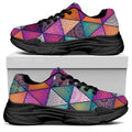 Triangle Bohemian Mandala Pattern Print Black Chunky Shoes