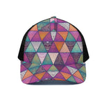 Triangle Bohemian Mandala Pattern Print Black Mesh Trucker Cap