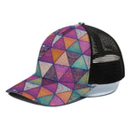 Triangle Bohemian Mandala Pattern Print Black Mesh Trucker Cap