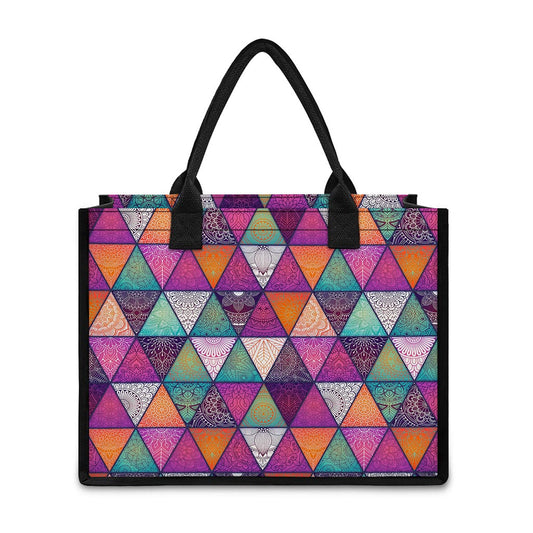 Triangle Bohemian Mandala Pattern Print Canvas Tote Bag