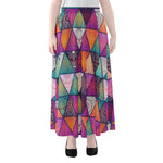 Triangle Bohemian Mandala Pattern Print Chiffon Maxi Skirt