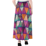 Triangle Bohemian Mandala Pattern Print Chiffon Maxi Skirt