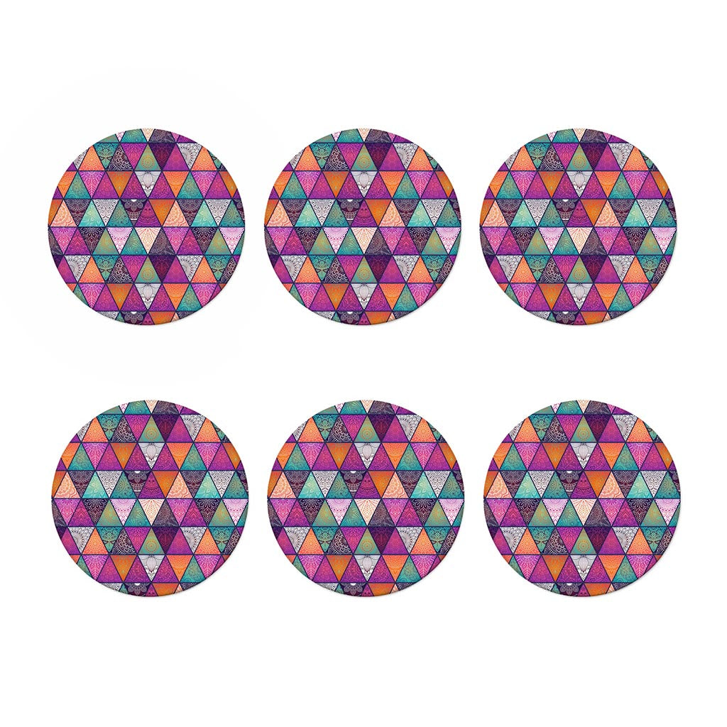 Triangle Bohemian Mandala Pattern Print Coaster Set