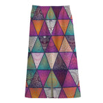 Triangle Bohemian Mandala Pattern Print Cotton Front Slit Maxi Skirt