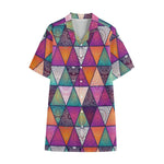 Triangle Bohemian Mandala Pattern Print Cotton Hawaiian Shirt