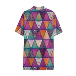 Triangle Bohemian Mandala Pattern Print Cotton Hawaiian Shirt