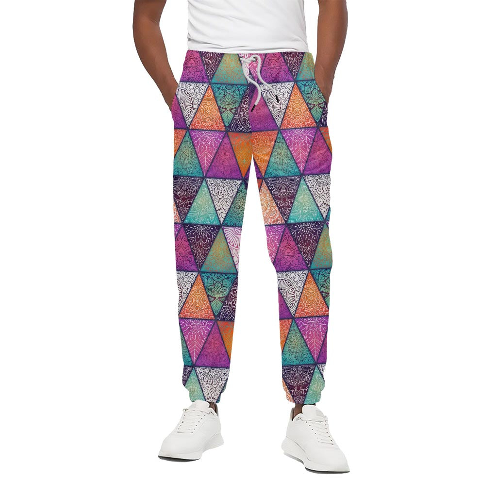 Triangle Bohemian Mandala Pattern Print Cotton Pants