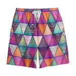 Triangle Bohemian Mandala Pattern Print Cotton Shorts