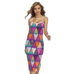 Triangle Bohemian Mandala Pattern Print Cross Back Cami Dress