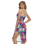 Triangle Bohemian Mandala Pattern Print Cross Back Cami Dress