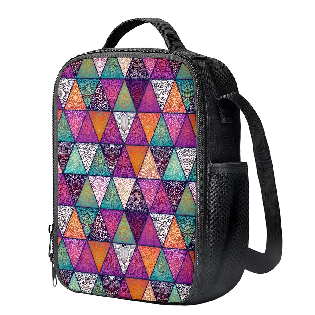 Triangle Bohemian Mandala Pattern Print Crossbody Lunch Bag