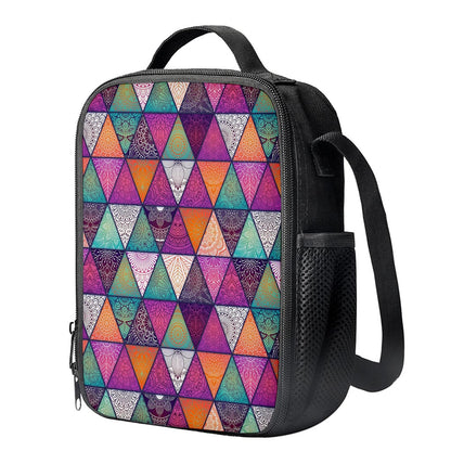 Triangle Bohemian Mandala Pattern Print Crossbody Lunch Bag