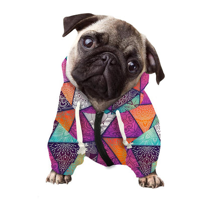 Triangle Bohemian Mandala Pattern Print Dog Zip Up Hoodie