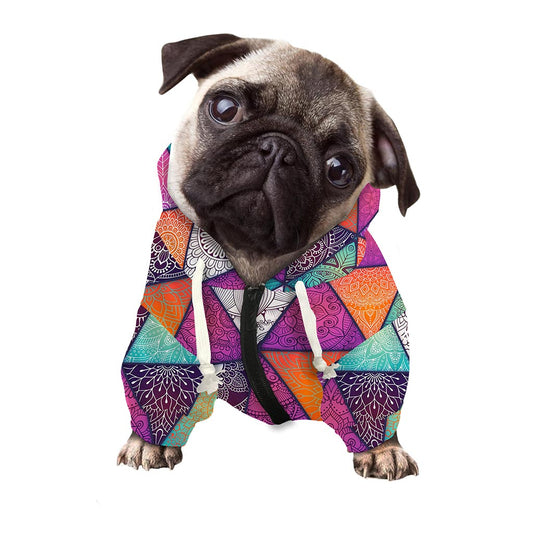 Triangle Bohemian Mandala Pattern Print Dog Zip Up Hoodie