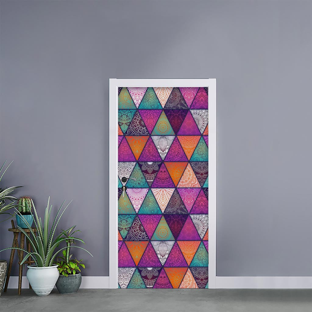 Triangle Bohemian Mandala Pattern Print Door Sticker