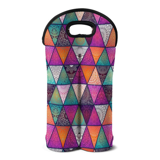 Triangle Bohemian Mandala Pattern Print Double Neoprene Wine Tote