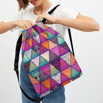 Triangle Bohemian Mandala Pattern Print Drawstring Backpack