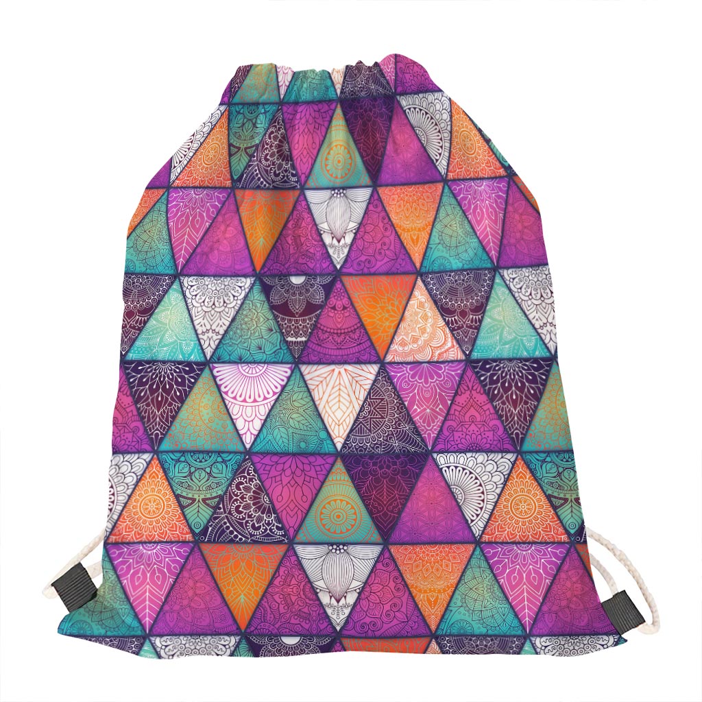 Triangle Bohemian Mandala Pattern Print Drawstring Bag