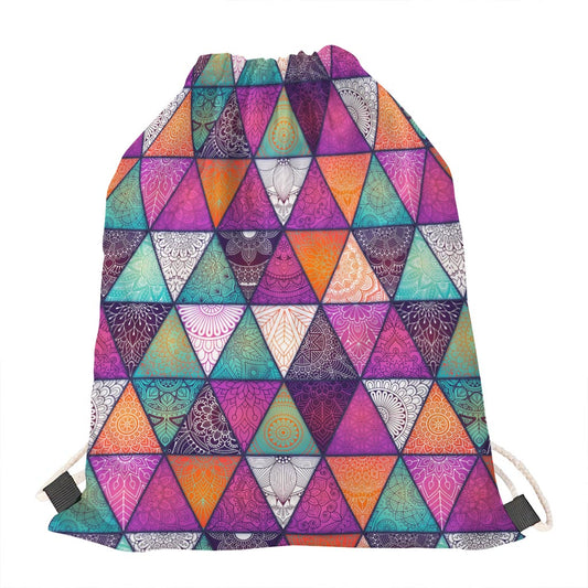 Triangle Bohemian Mandala Pattern Print Drawstring Bag
