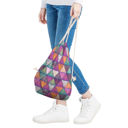 Triangle Bohemian Mandala Pattern Print Drawstring Bag