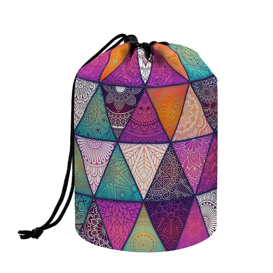 Triangle Bohemian Mandala Pattern Print Drawstring Makeup Bag