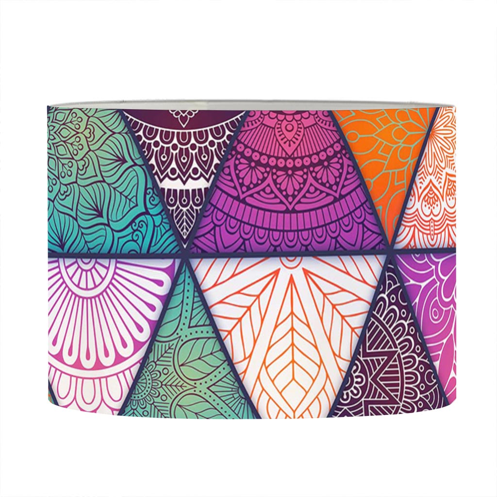 Triangle Bohemian Mandala Pattern Print Drum Lamp Shade