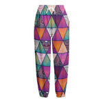 Triangle Bohemian Mandala Pattern Print Fleece Lined Knit Pants