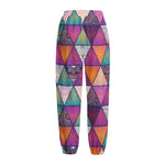Triangle Bohemian Mandala Pattern Print Fleece Lined Knit Pants