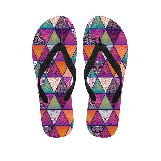 Triangle Bohemian Mandala Pattern Print Flip Flops