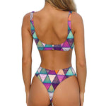 Triangle Bohemian Mandala Pattern Print Front Bow Tie Bikini