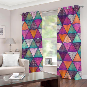 Triangle Bohemian Mandala Pattern Print Grommet Curtains