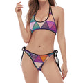Triangle Bohemian Mandala Pattern Print Halter Scoop Tie Side Bikini