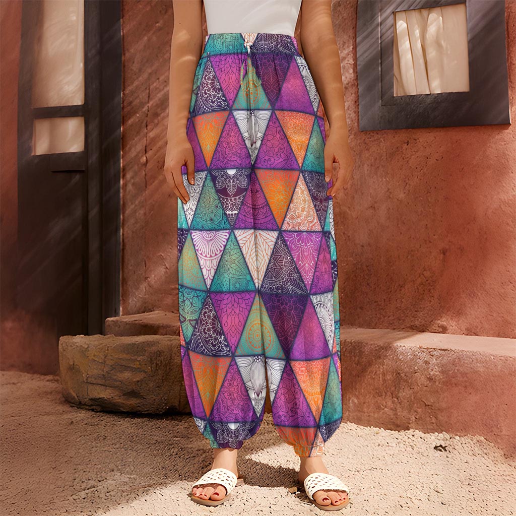 Triangle Bohemian Mandala Pattern Print Harem Pants