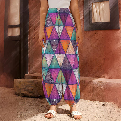 Triangle Bohemian Mandala Pattern Print Harem Pants