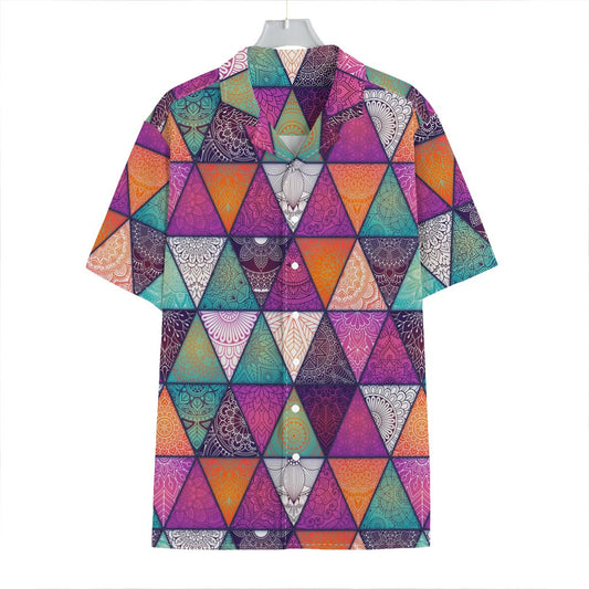 Triangle Bohemian Mandala Pattern Print Hawaiian Shirt