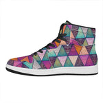 Triangle Bohemian Mandala Pattern Print High Top Leather Sneakers