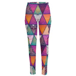 Triangle Bohemian Mandala Pattern Print High-Waisted Pocket Leggings