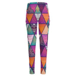 Triangle Bohemian Mandala Pattern Print High-Waisted Pocket Leggings