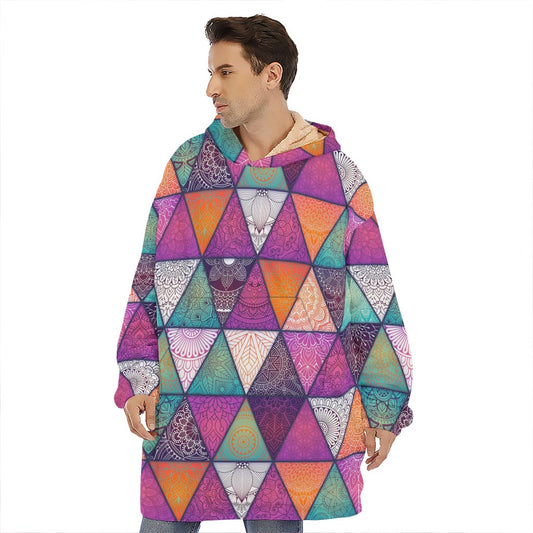 Triangle Bohemian Mandala Pattern Print Hoodie Blanket