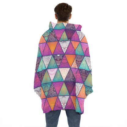 Triangle Bohemian Mandala Pattern Print Hoodie Blanket