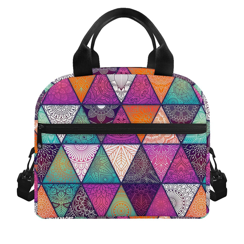 Triangle Bohemian Mandala Pattern Print Insulated Lunch Bag