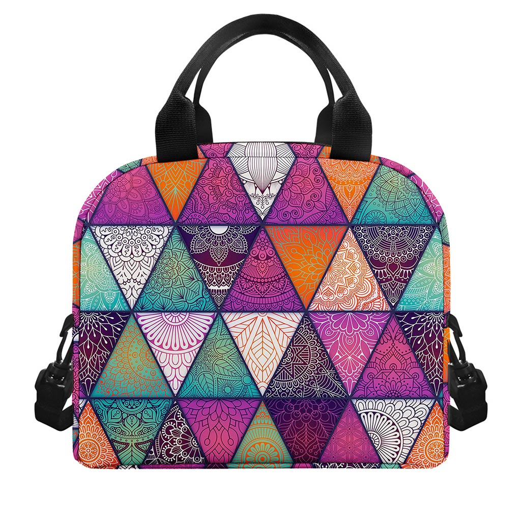 Triangle Bohemian Mandala Pattern Print Insulated Lunch Bag