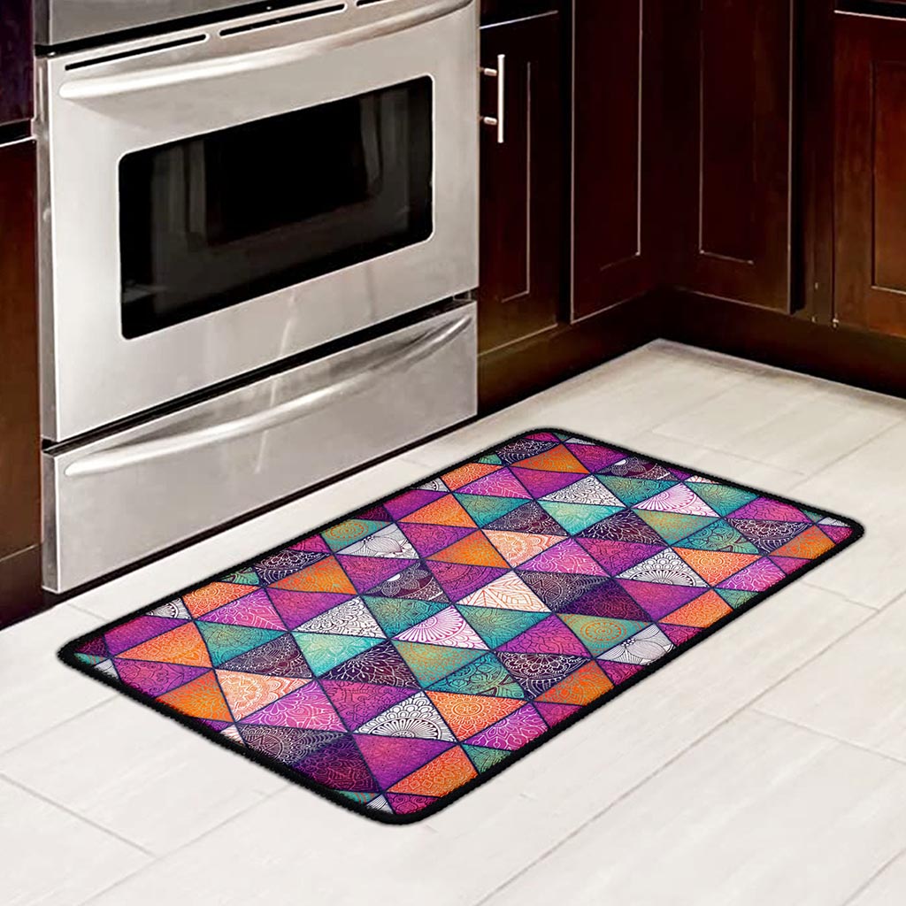 Triangle Bohemian Mandala Pattern Print Kitchen Mat